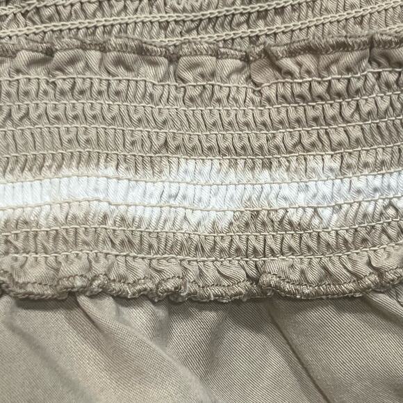 Beach Lunch Lounge Size Medium Tan White Tie Dye Pants Pockets Paper Bag Waist - Picture 5 of 9